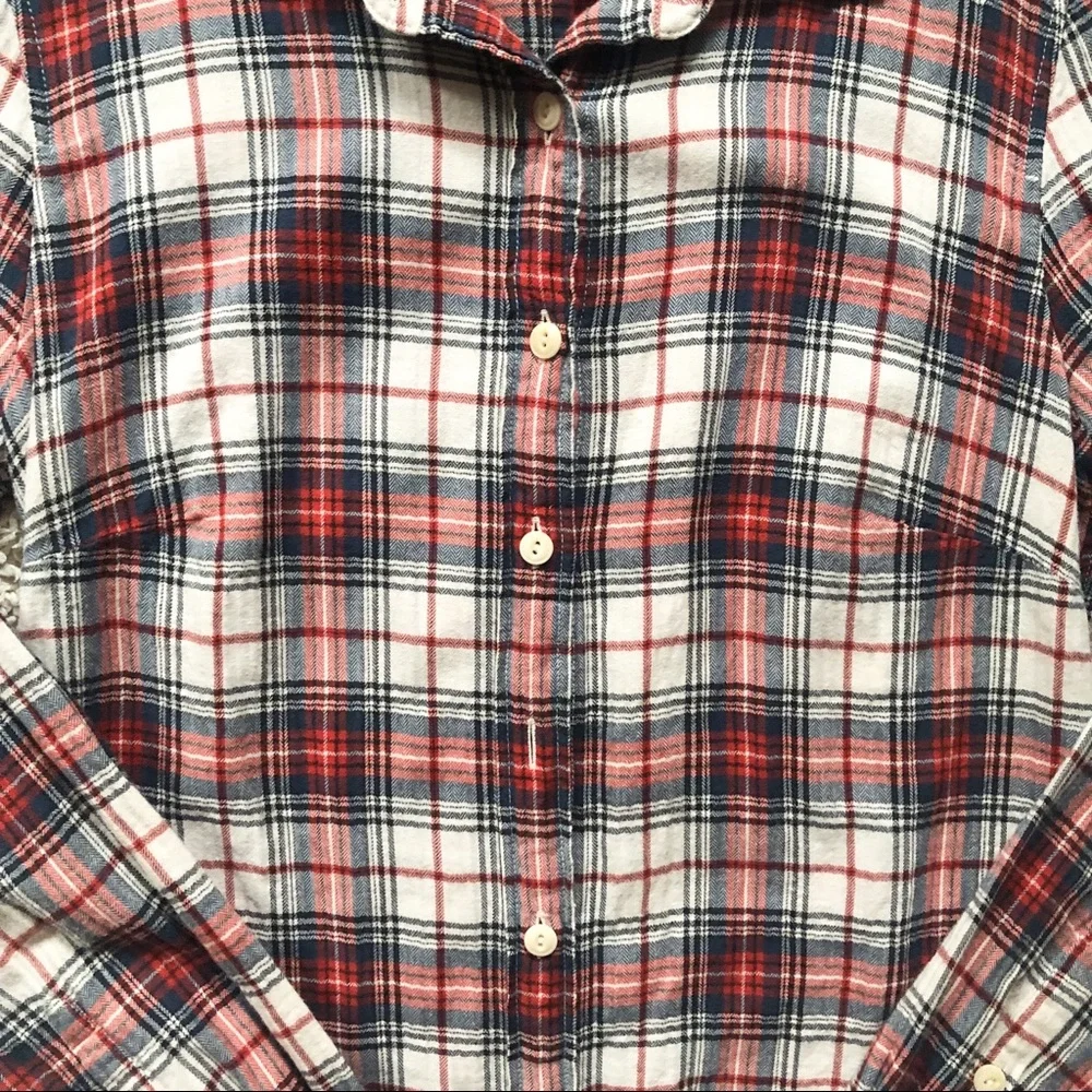 J. Crew Perfect Button Down Shirt in Ivory Tartan